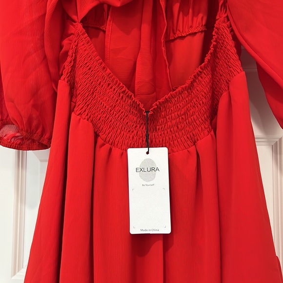 Red Chiffon Mini Dress - Picture 7 of 9